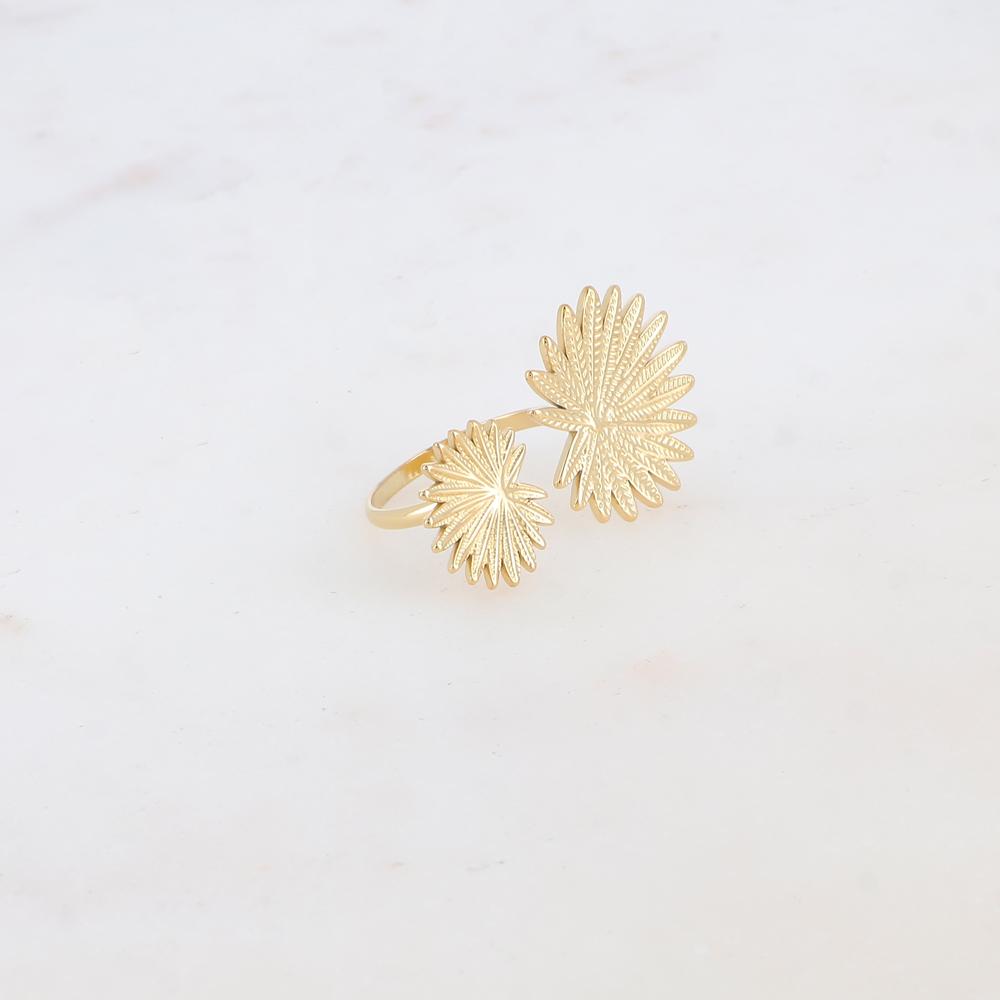 Mathilde & Filles | Bague pour femme en acier inoxydable double feuillage en sculpture