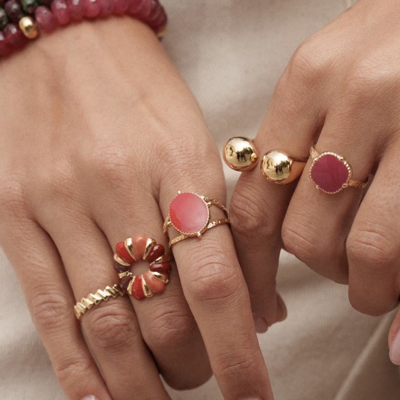 Mathilde & Filles - Bague pour femme très élégante à offrir ou à porte embellie de deux boules