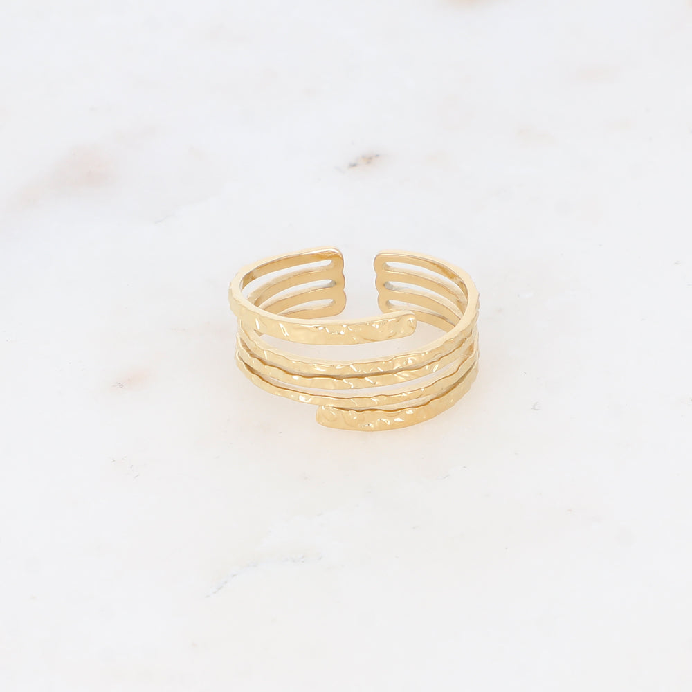 Mathilde & Filles | Bague en acier inoxydable multi rangs et martelée pour femme