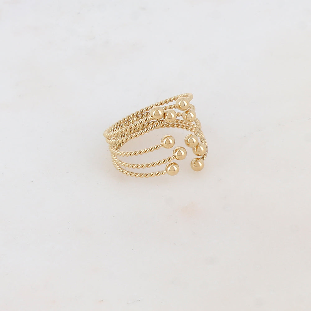 Mathilde & Filles bijoux | Bague pour femme à anneaux torsadés embellie de petites boules