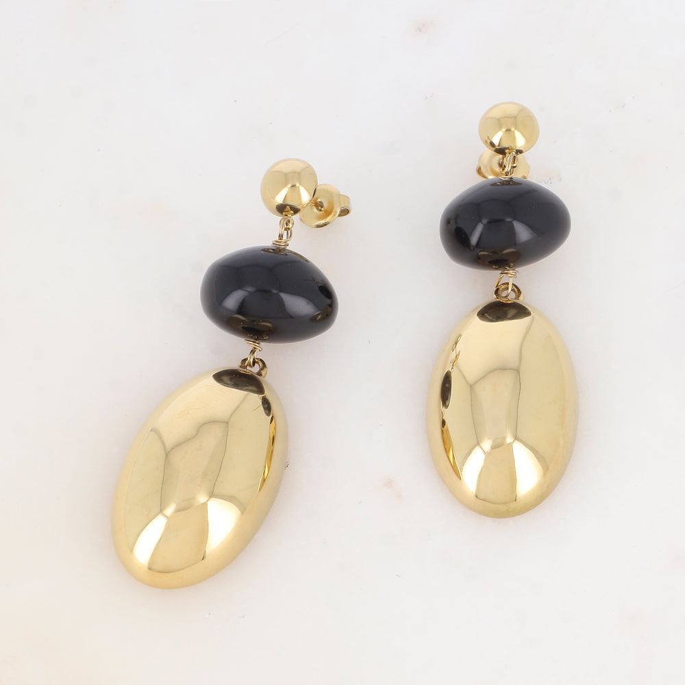 Mathilde & Filles | Boucles d'oreilles en acier inoxydable et acétate noir