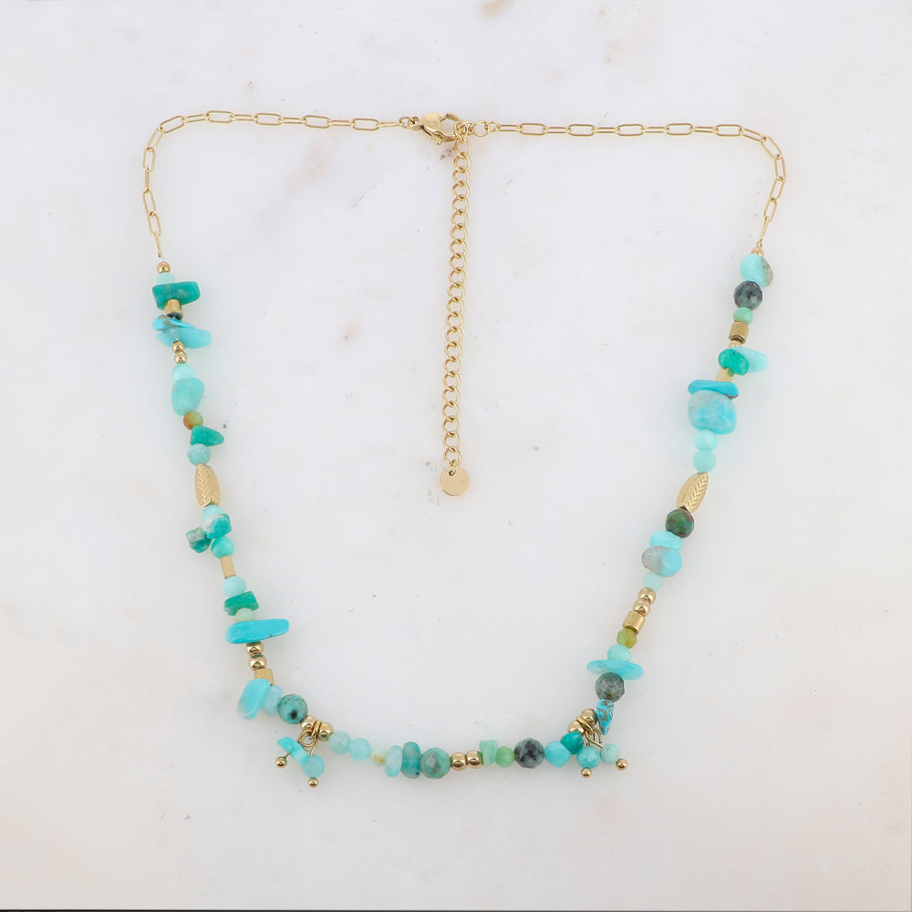 Mathilde & Filles | Collier orné de pierres naturelles amazonite en chips