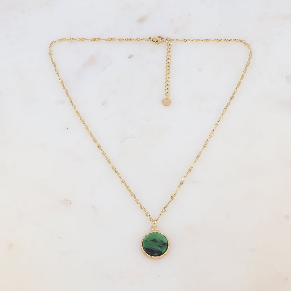 Mathilde & Filles bijoux | Collier en acier inoxydable doré serti d'une turquoise d'Afrique