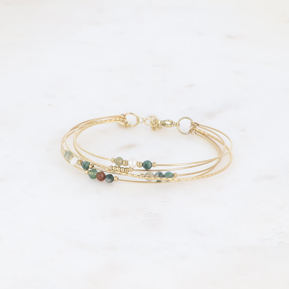 Mathilde & Filles | Bracelet semainier fermé en acier inoxydable serti d'agates indiennes pour femme