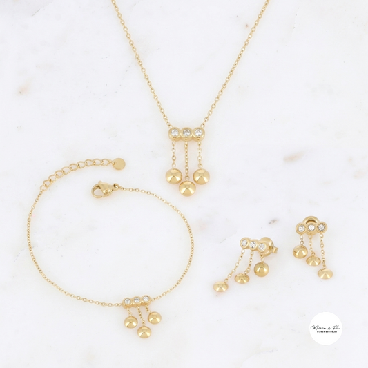 Ensemble Manal | Collier + Bracelet + Boucles d'oreilles