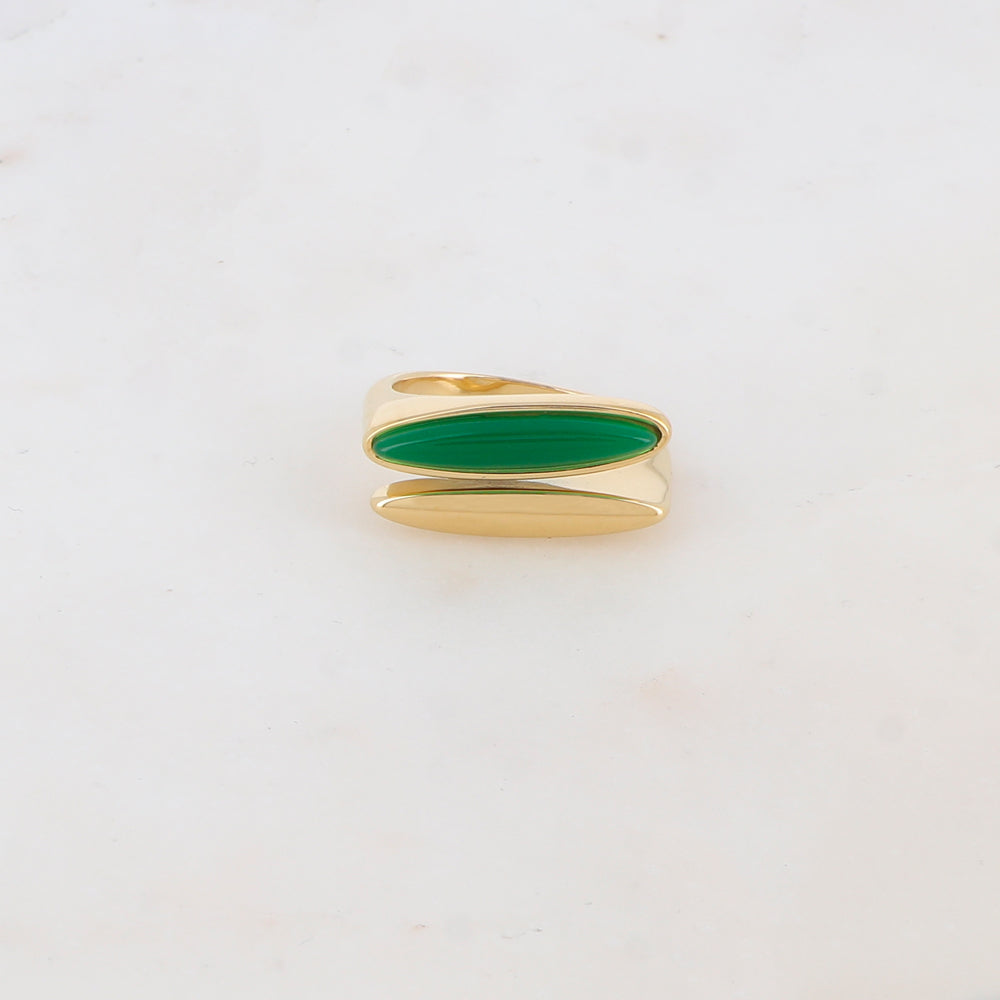 Bague pour femme au style très original et tendance sertie d'une pierre naturelle jade vert | Mathilde & Fille bijoux