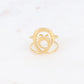 Bague pour femme de couleur or en acier inoxydable au style intemporel avec un anneau en deux rangs et un cabochon formant des cercles artistiques | Mathilde & Filles