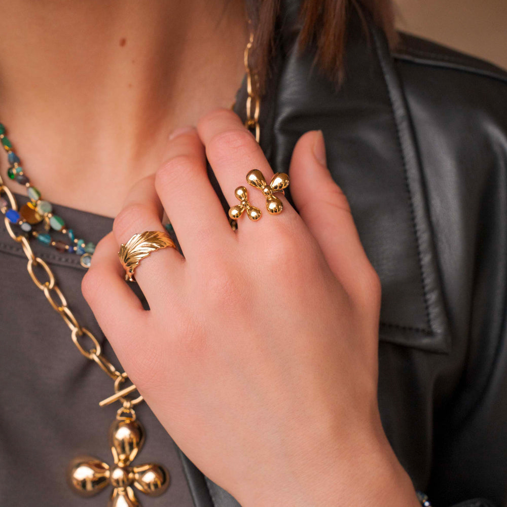Bague embellie de deux trèfles pour femme | Mathilde & Filles bijoux