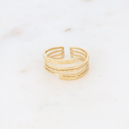 Mathilde & Filles | Bague en acier inoxydable multi rangs et martelée pour femme