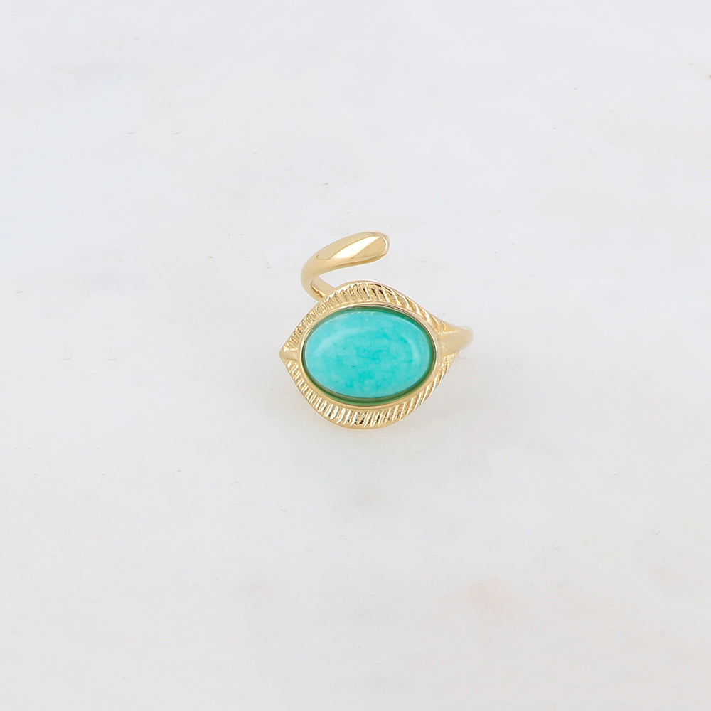 Mathilde & Filles | Bague en acier inoxydable sertie d'une pierre semi-précieuse amazonite