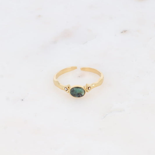 Mathilde & Filles - Bague minimaliste pour femme sertie d'une pierre naturelle de type turquoise africaine