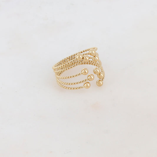 Mathilde & Filles bijoux | Bague pour femme à anneaux torsadés embellie de petites boules
