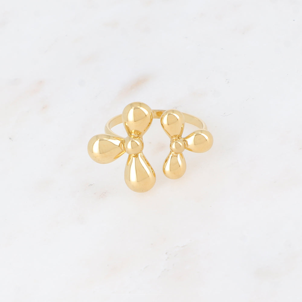 Mathilde & Filles bijoux | Bague ouverte pour femme embellie d'une trèfle à trois braches sur chaque extrémité 