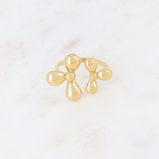 Mathilde & Filles bijoux | Bague ouverte pour femme embellie d'une trèfle à trois braches sur chaque extrémité 