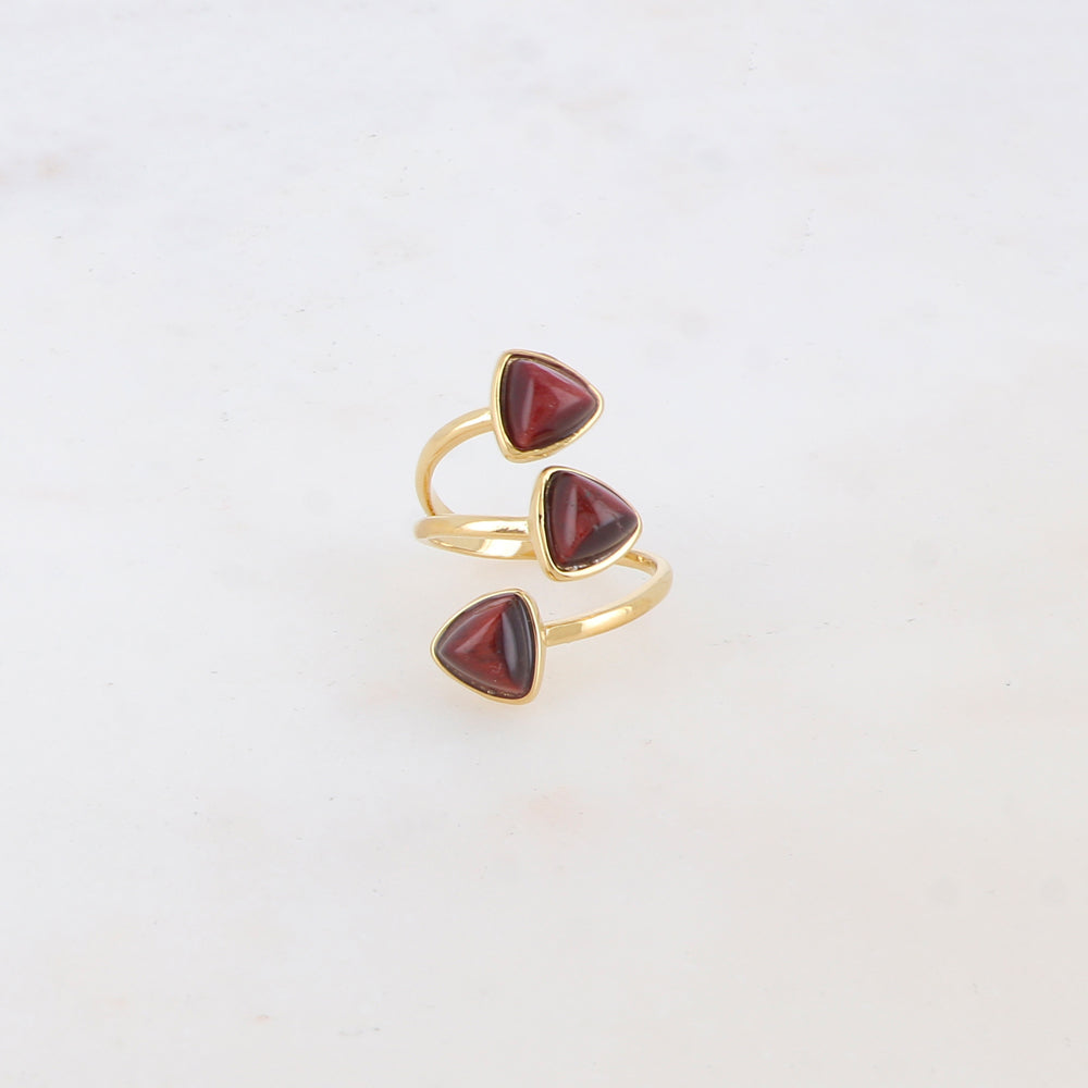 Mathilde & Filles bijoux | Bague en acier inoxydable serties de trois pierres œil de taureau