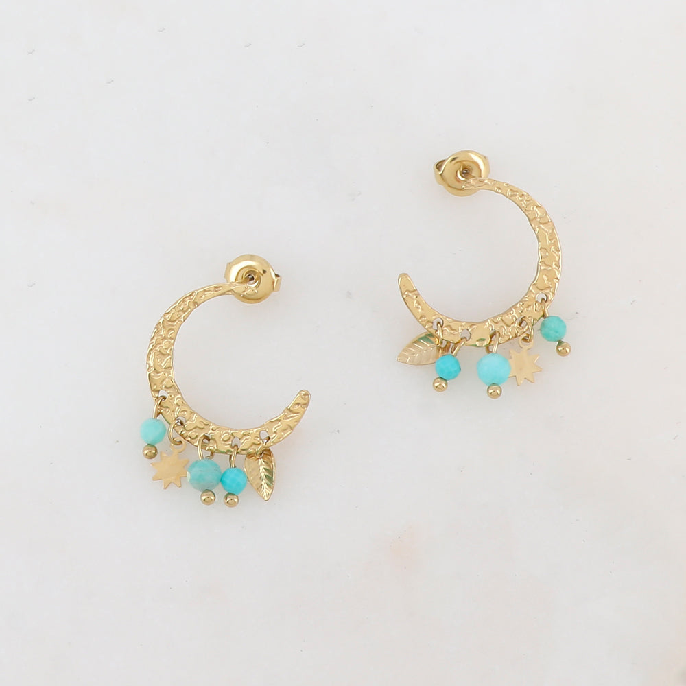 Mathilde & Filles | Boucles d'oreilles pour femme ornées de perles amazonite et de pampilles