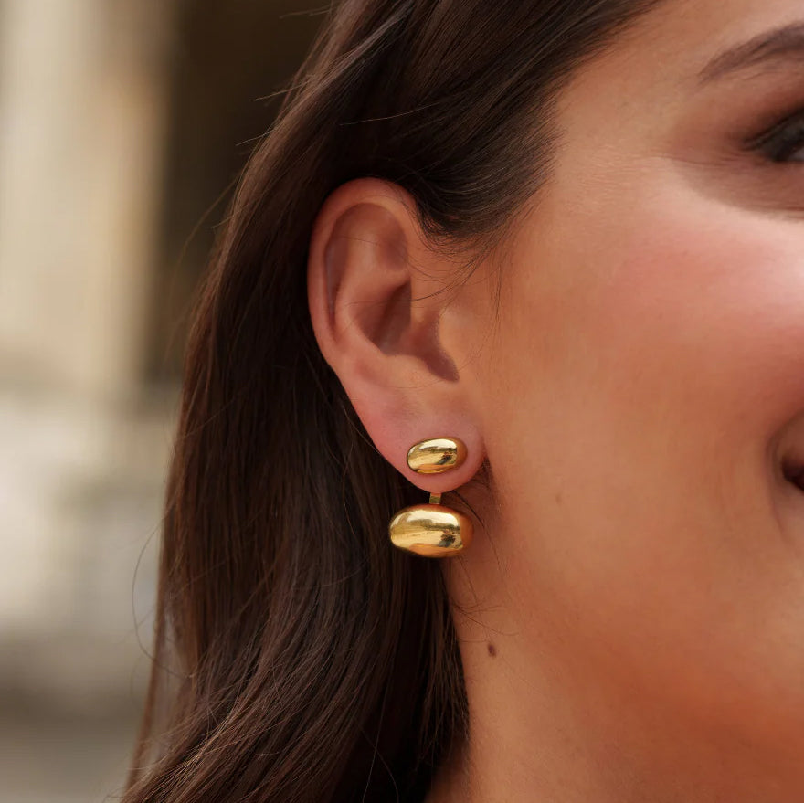 Mathilde & Filles | Boucles d'oreilles composées de deux pièces ovales dorées