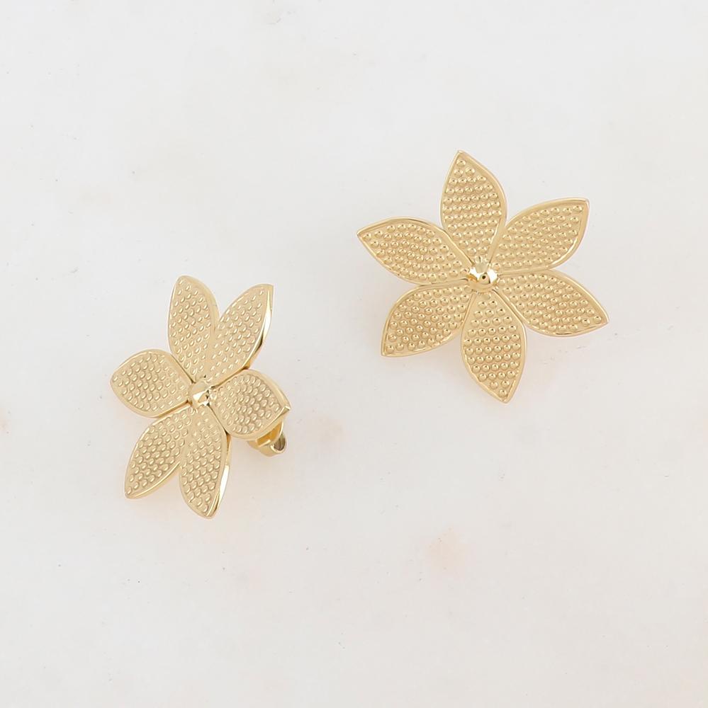 Mathilde & Filles | Boucles d'oreilles en acier inoxydable en forme de fleur sertie d'un zircon