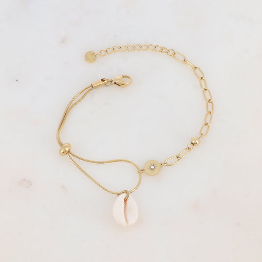 Mathilde & Filles | Bracelet en acier inoxydable serti d'un cauri naturel pour femme