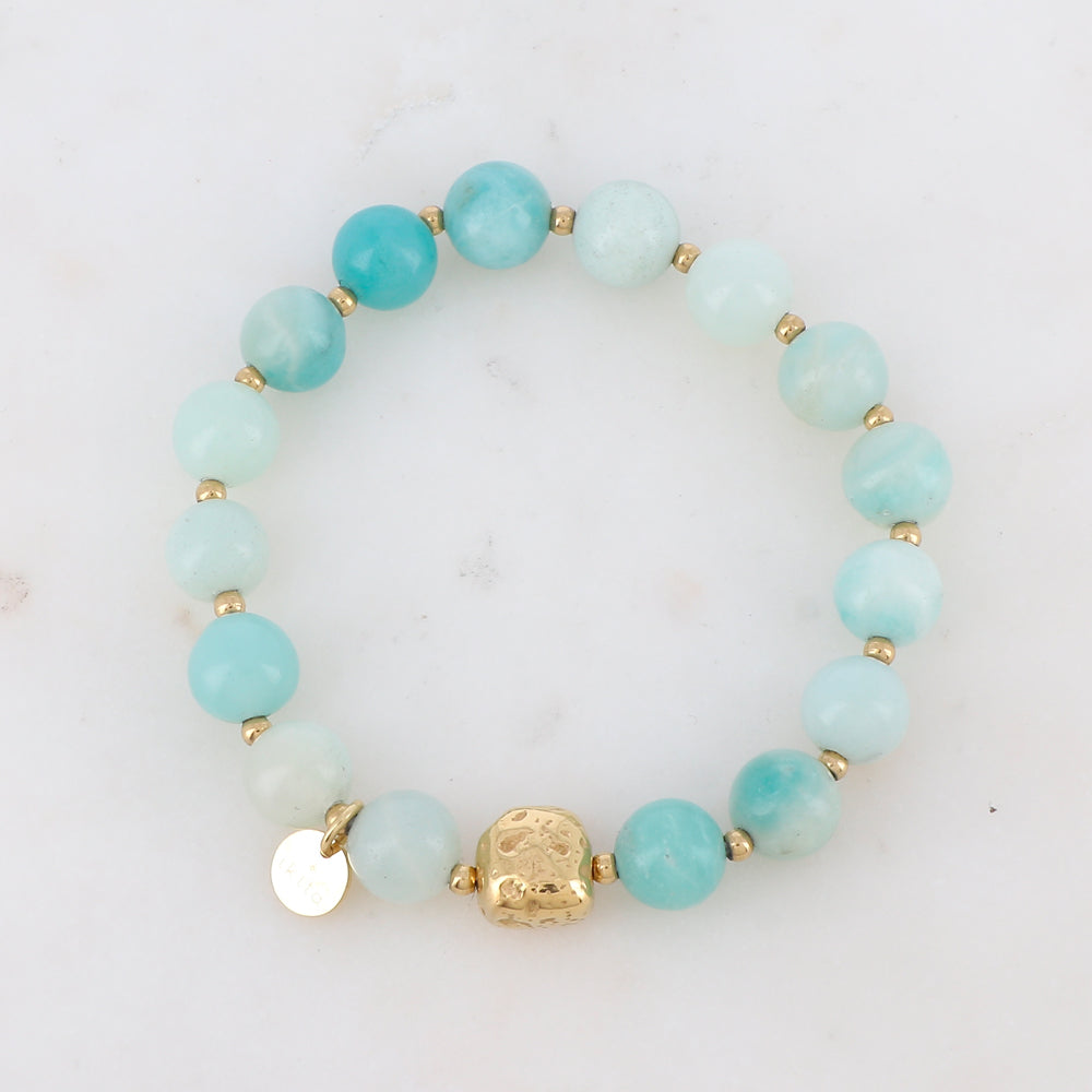 Mathilde & Filles | Bracelet élastique embelli de perles naturelles amazonite