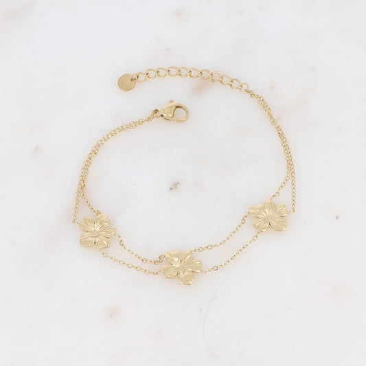 Mathilde & Filles | Bracelet deux rangs embelli de trois fleurs parfaitement dessinées