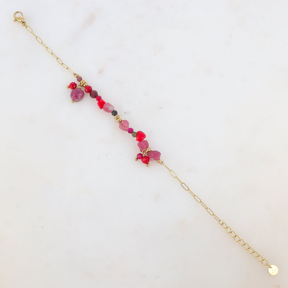 Bracelet pierres naturelles améthyste et cornaline | Mathilde & Filles