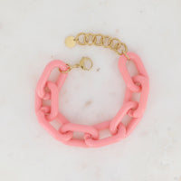 Mathilde & Filles | Bracelet grosse maille en résine rose pour femme