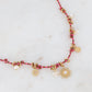 Mathilde & Filles | Collier en corde rouge et rose embelli de pampilles dorées