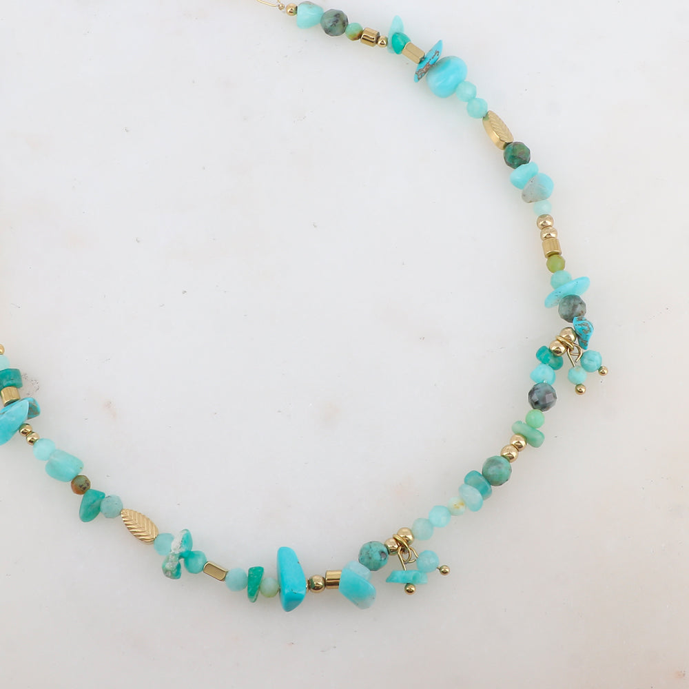 Mathilde & Filles | Collier chips de pierres naturelles amazonite