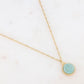 Mathilde & Filles | Collier femme en acier inoxydable doré embelli d'un pendenif rond serti d'une pierre naturelle amazonite