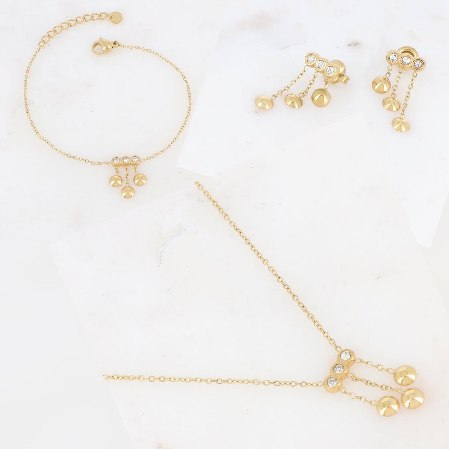 Ensemble Manal | Collier + Bracelet + Boucles d'oreilles