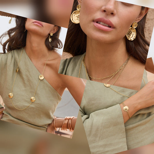 Ensemble Sana | Sautoir + Bracelet + Boucles d'oreilles