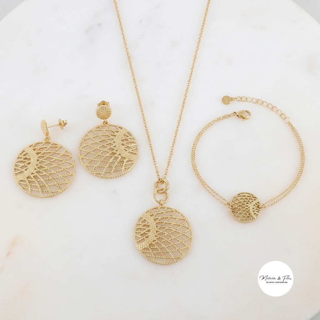 Ensemble Nora | Sautoir + Bracelet + Boucles d'oreilles