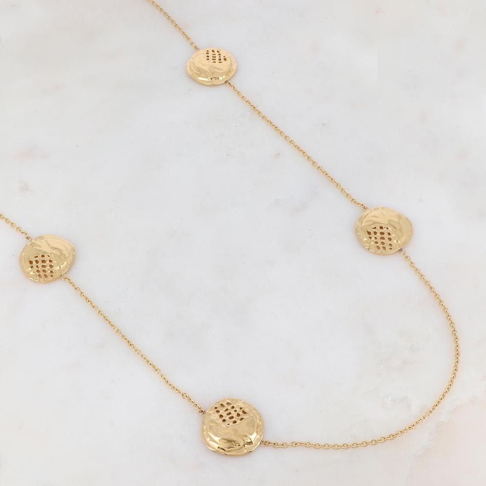 Mathilde & Filles | Sautoir au style intemporel doté de quatre pendentifs martelés et ajourés