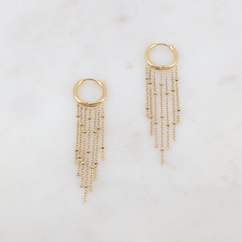 Créoles dorées embellies de plusieurs chaines en maille à boule | Mathilde & Filles