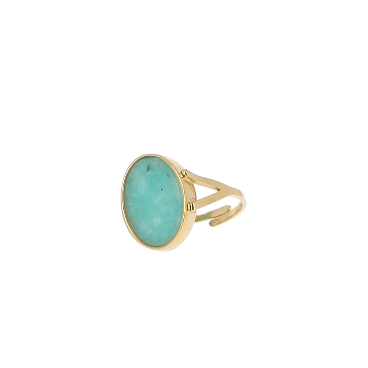 Bague pour femme sertie d'une jolie pierre naturelle de type amazonite | Mathilde & Filles