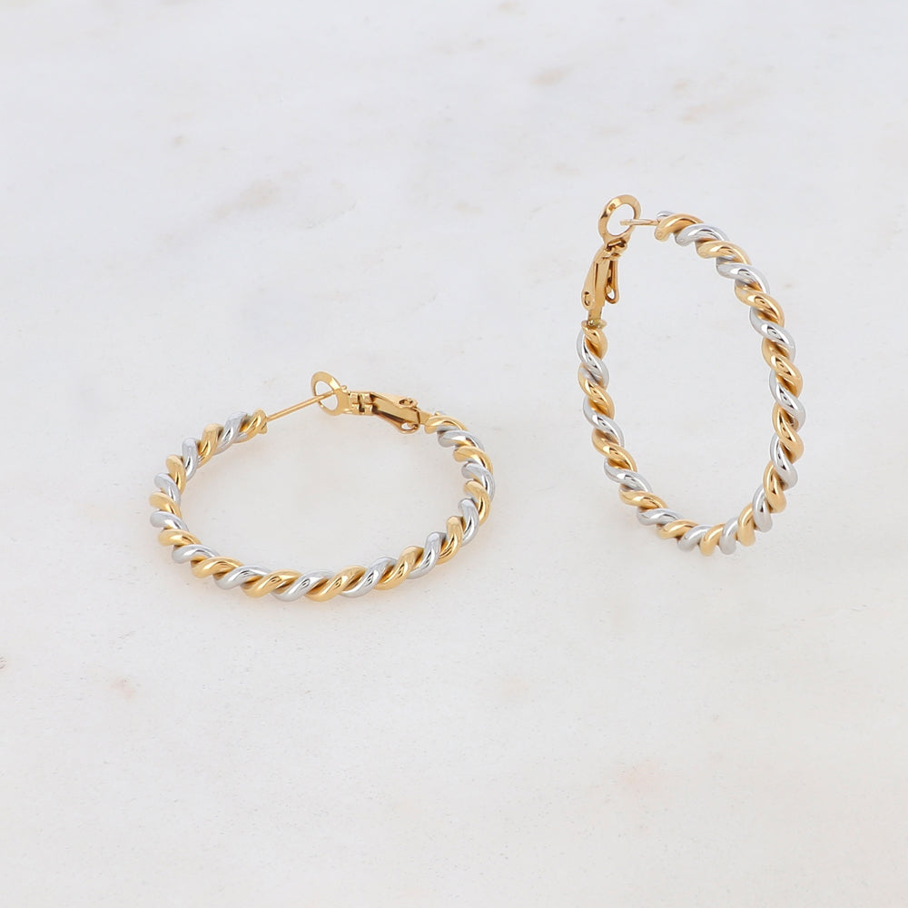 Mathilde & Filles | Créoles en acier inoxydable de couleur mixte or et argent